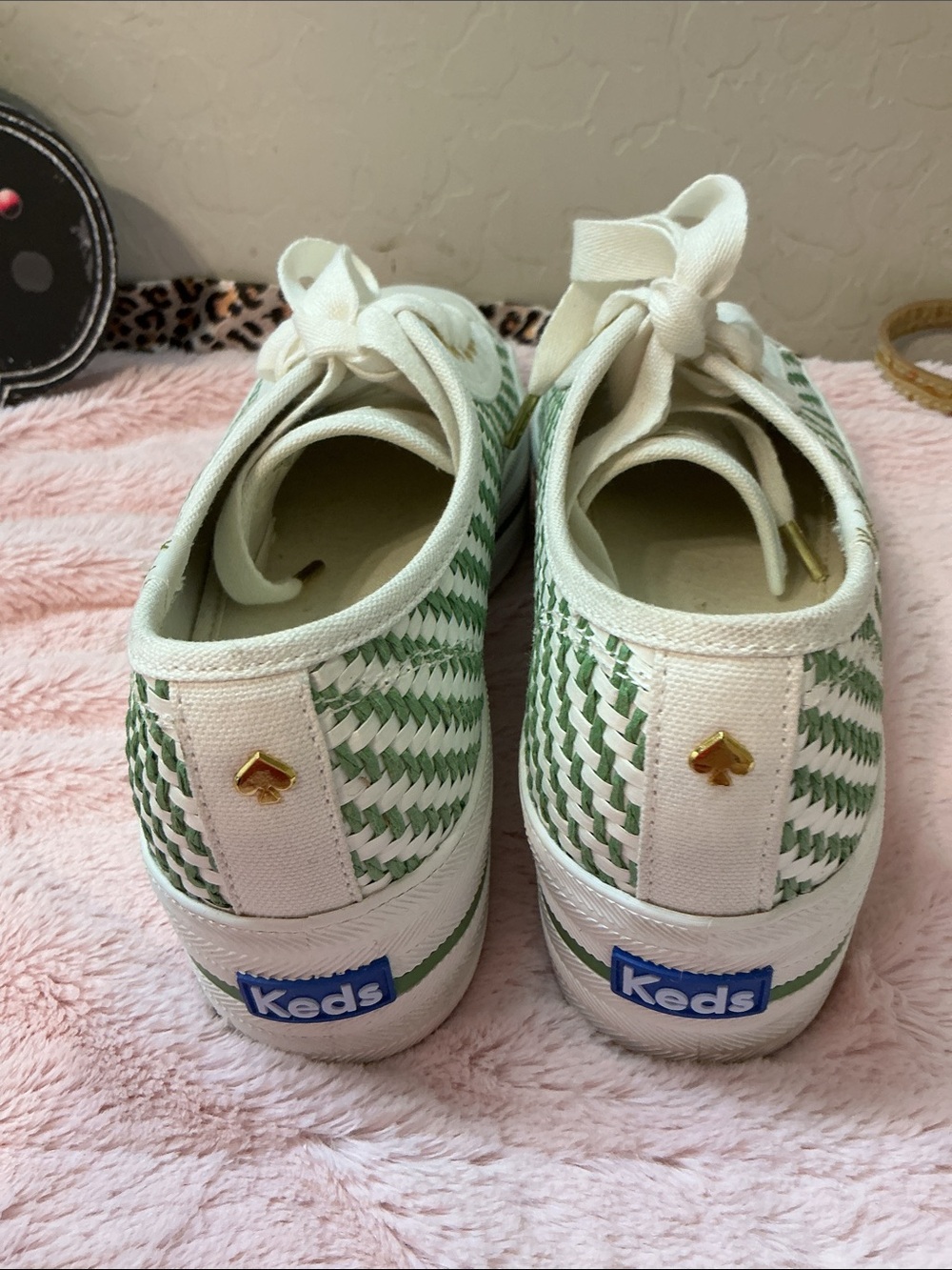Kate Spade X Keds Green Woven Platform Lace-Up Sneakers size 6.5 - Picture 6 of 7